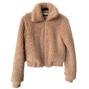 kellparker light brown teddy cropped coat size M